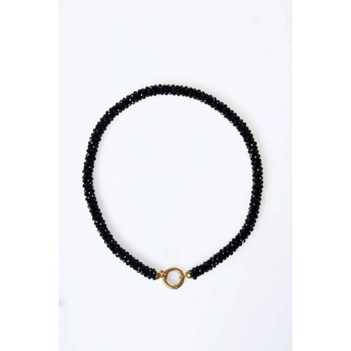 Sertifikalı El İşçiliği Örme Siyah Turmalin Kapama Kolye (SK:113)