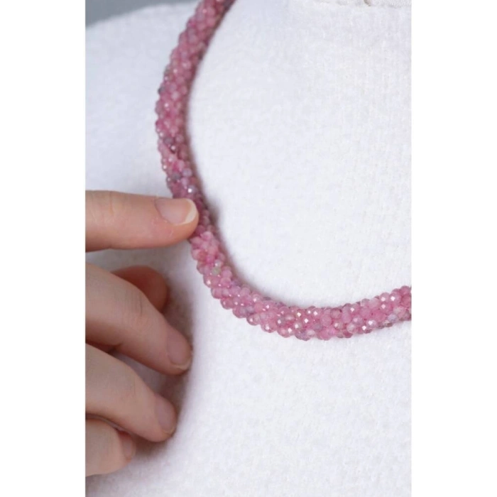 Sertifikalı El İşçiliği Örme Turmalin Gümüş Kapama Kolye (SK:417)