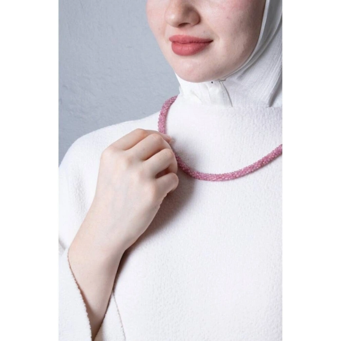 Sertifikalı El İşçiliği Örme Turmalin Gümüş Kapama Kolye (SK:417)