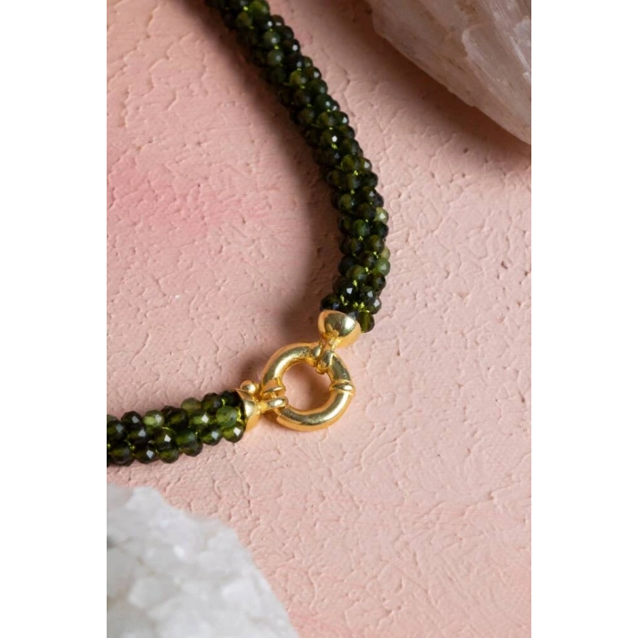 Sertifikalı El İşçiliği Örme Yeşim Gümüş Kapama Kolye (SK:127)