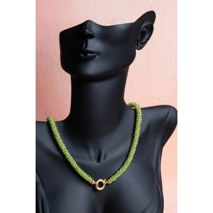 Sertifikalı El İşçiliği Örme Zebercet Gümüş Kapama Kolye (SK:098)