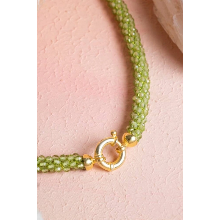 Sertifikalı El İşçiliği Örme Zebercet Gümüş Kapama Kolye (SK:098)