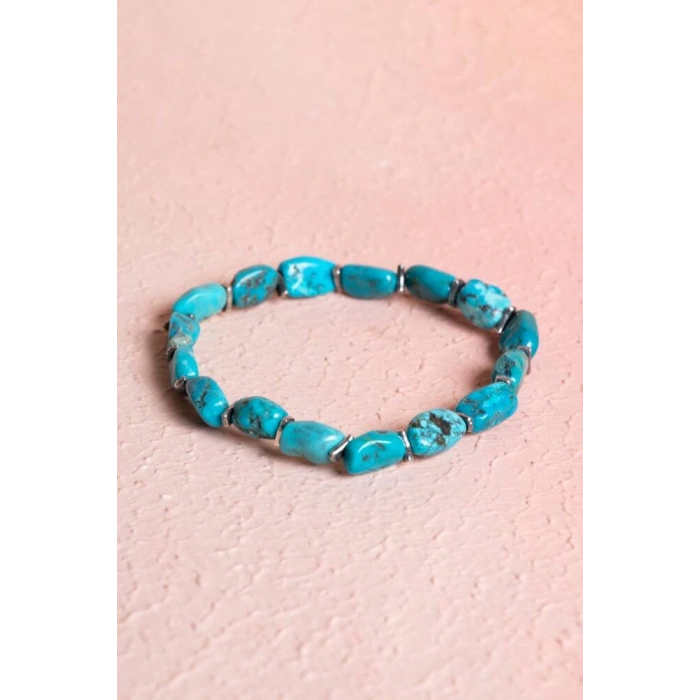 Sertifikalı Fieruze(Turkuaz) Gümüş Aparatlı Doğal Taş Bileklik (SK:028)