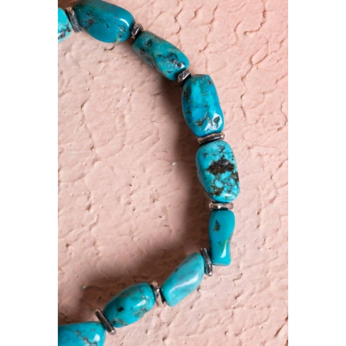 Sertifikalı Fieruze(Turkuaz) Gümüş Aparatlı Doğal Taş Bileklik (SK:028)