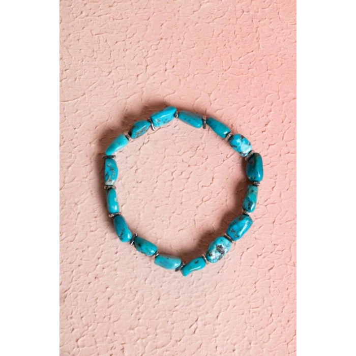 Sertifikalı Fieruze(Turkuaz) Gümüş Aparatlı Doğal Taş Bileklik (SK:028)
