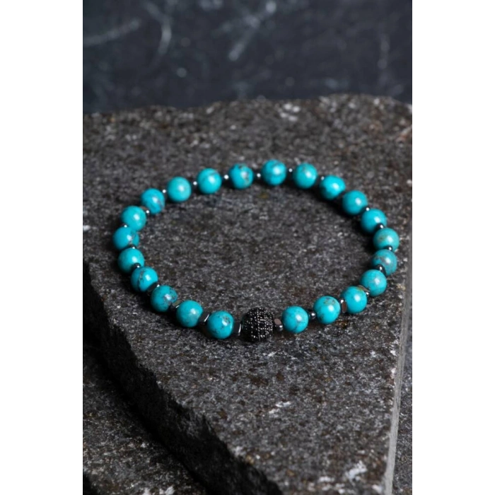 Sertifikalı Firuze (Turkuaz)Doğal Taş bileklik 6MM 037