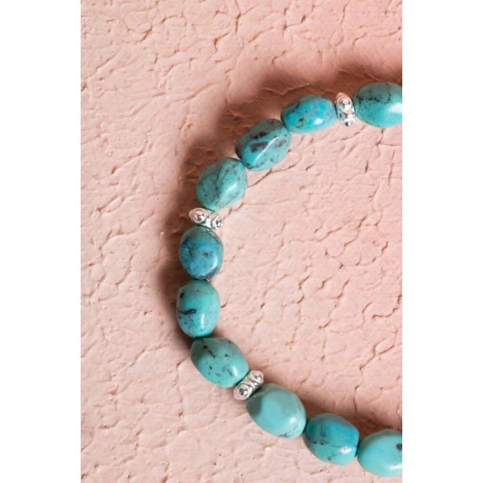 Sertifikalı Firuze(Turkuaz) Gümüş Aparatlı Doğal Taş Bileklik (SK:032)