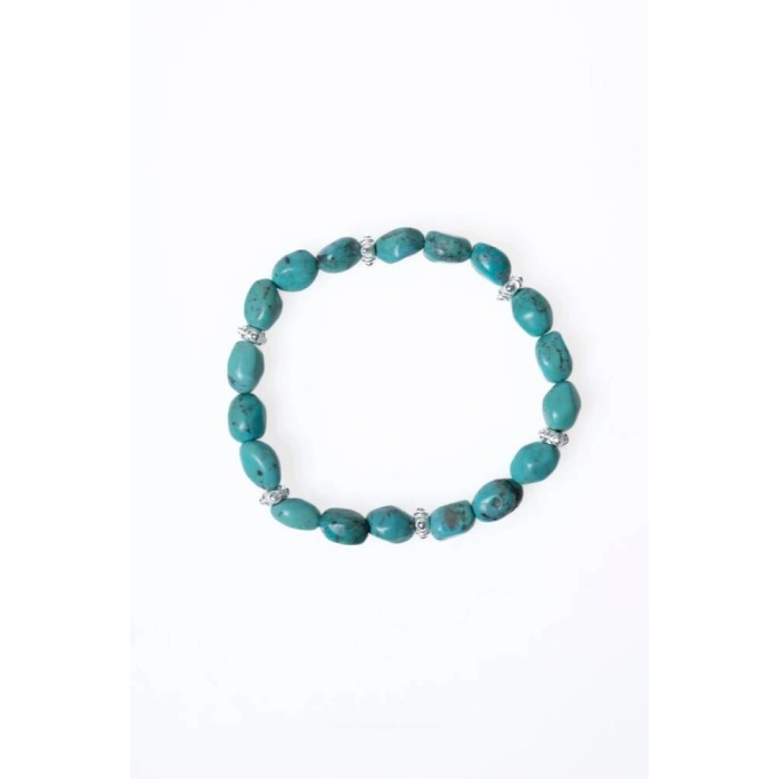 Sertifikalı Firuze(Turkuaz) Gümüş Aparatlı Doğal Taş Bileklik (SK:032)