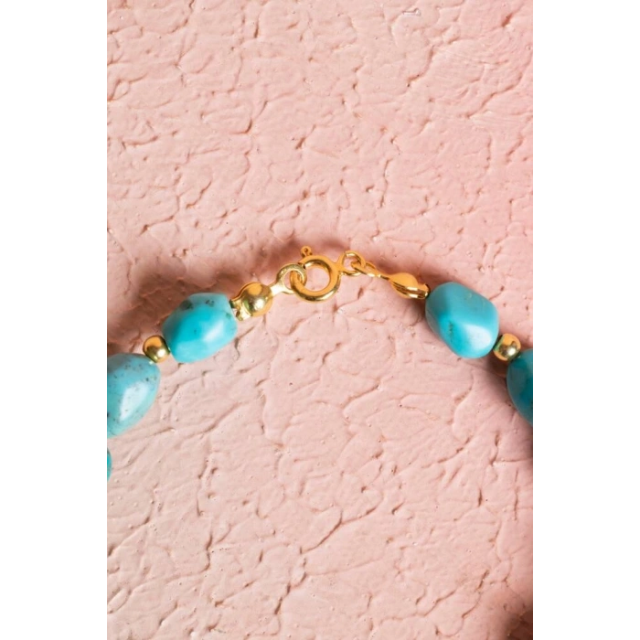 Sertifikalı Firuze(Turkuaz) Lale Gümüş Aparatlı Doğal Taş Bileklik (SK:030)