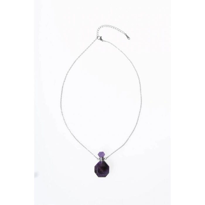 Sertifikalı Florit Doğal Taş Esans Şişesi Kolye