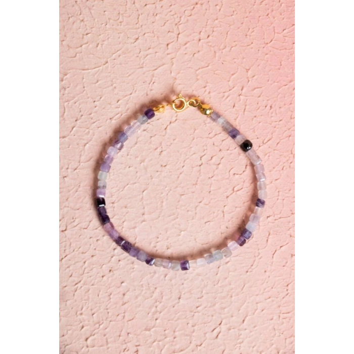 Sertifikalı Florit Gümüş Kapama Doğal Taş Bileklik (SK:061)