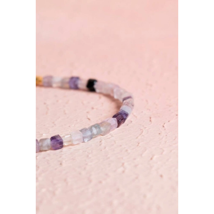 Sertifikalı Florit Gümüş Kapama Doğal Taş Bileklik (SK:061)