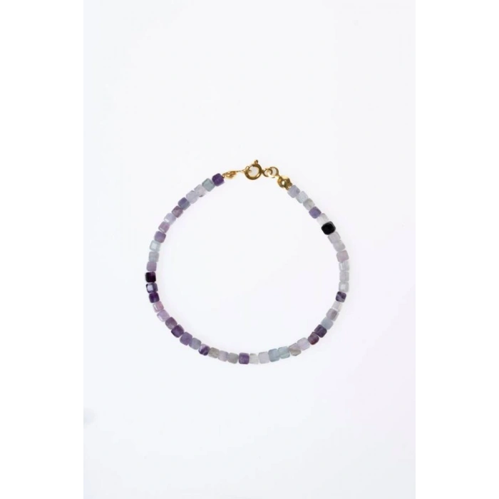 Sertifikalı Florit Gümüş Kapama Doğal Taş Bileklik (SK:061)