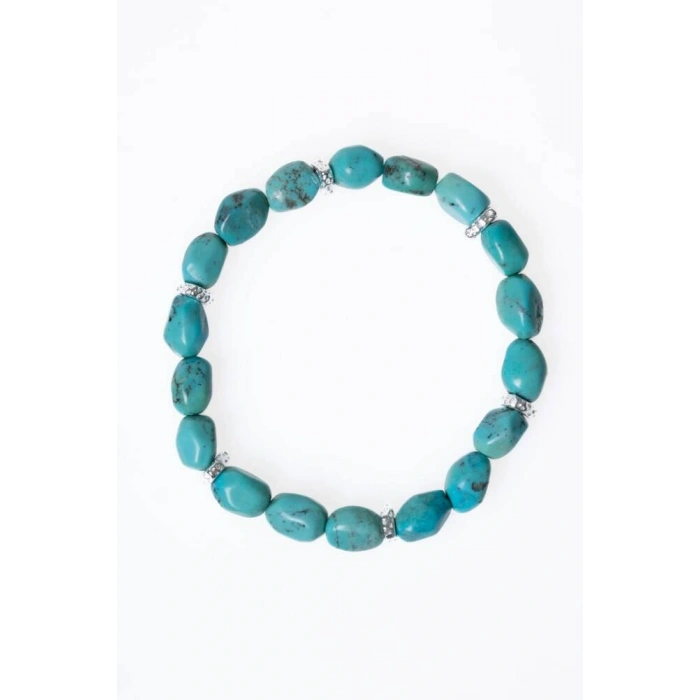Sertifikalı Gümüş Aparatlı Fieruze(Turkuaz) Doğal Taş Bileklik (SK:029)