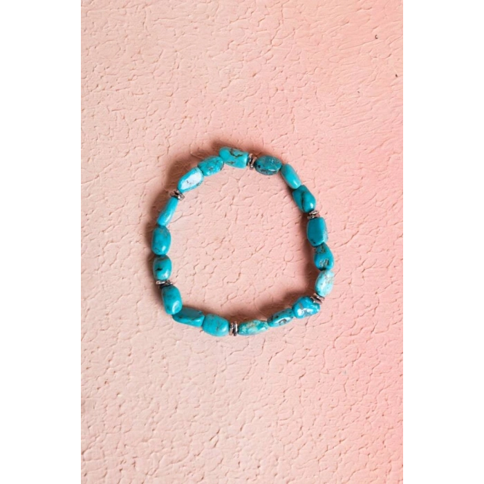 Sertifikalı Gümüş Aparatlı Firuze(Turkuaz) Doğal Taş Bileklik (SK:033)