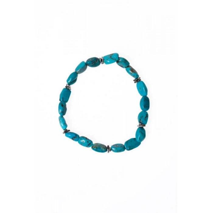 Sertifikalı Gümüş Aparatlı Firuze(Turkuaz) Doğal Taş Bileklik (SK:033)