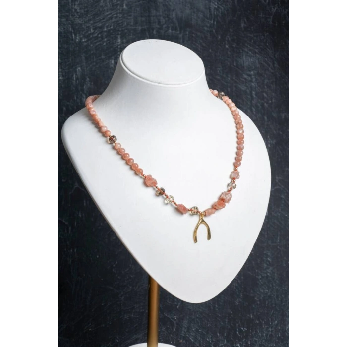 Sertifikalı Güneş Taşı Gümüş Aparat Kapama Doğal Taş Kolye