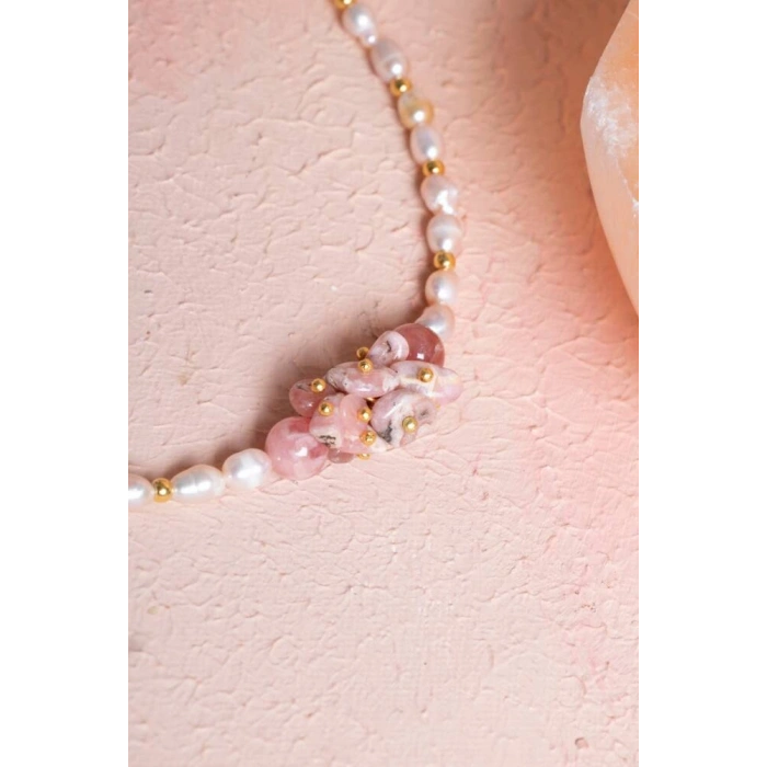 Sertifikalı Güneş Taşı, İnci Doğal Taş Kolye (SK:242)