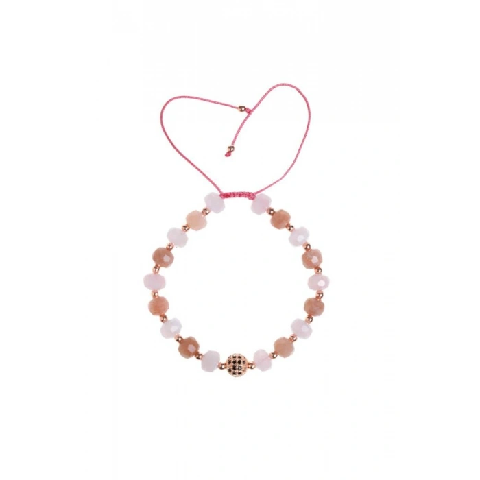 Sertifikalı Güneş Taşı ve Pembe Kuvars Bileklik