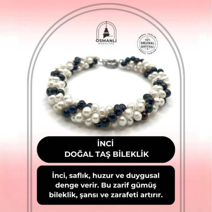 Sertifikalı Hakiki Orijinal Gümüş Burma İnci Bileklik