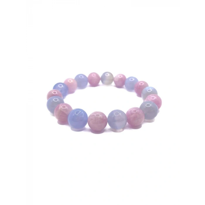 Sertifikalı Hakiki Orijinal Kunzit - Mavi Akik Doğal Taş 10mm Misinalı Bileklik