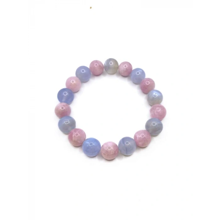 Sertifikalı Hakiki Orijinal Kunzit - Mavi Akik Doğal Taş 10mm Misinalı Bileklik