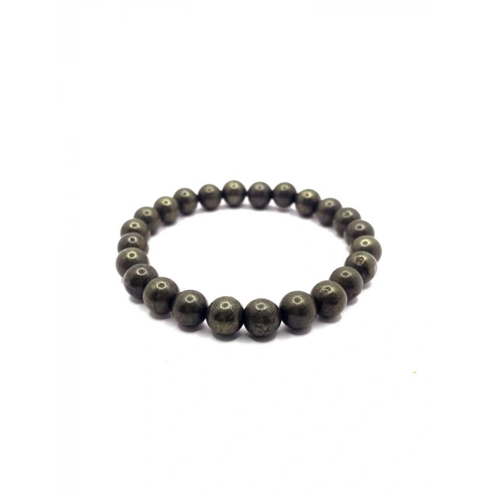 Sertifikalı Hakiki Orijinal Pirit 8mm Doğal Taş Misinalı Bileklik