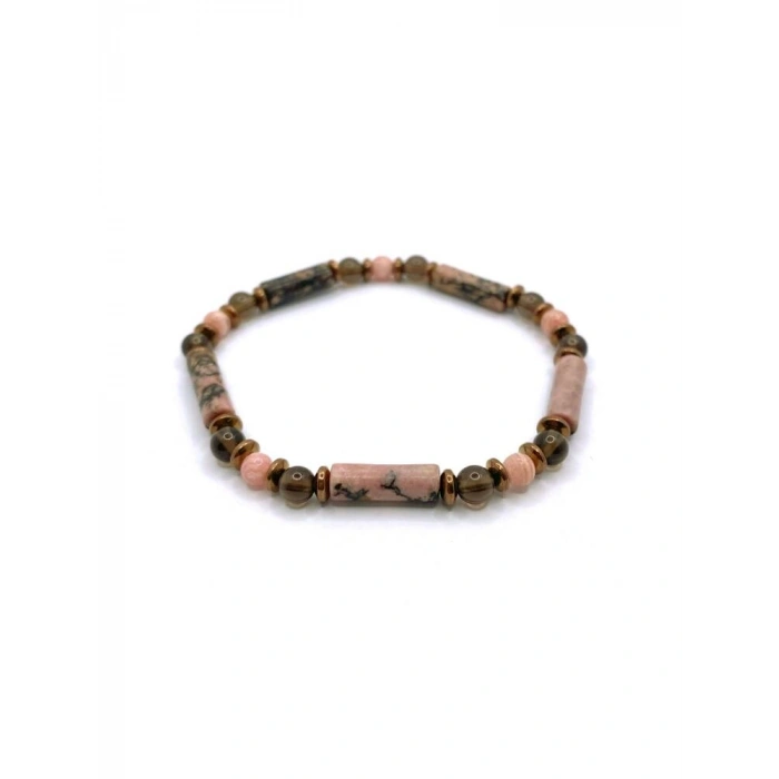 Sertifikalı Hakiki Rodonit-Rodokrozit-Hematit Doğal Taş Bileklik