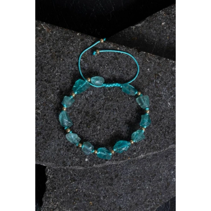 Sertifikalı Ham Apatit Doğal Taş Ayarlanabilir Bileklik