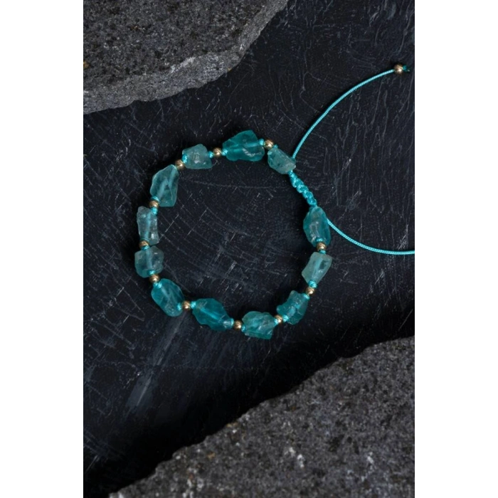 Sertifikalı Ham Apatit Doğal Taş Ayarlanabilir Bileklik