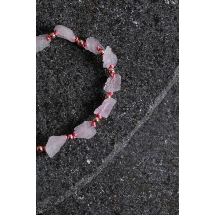 Sertifikalı Ham Pembe Kuvars Doğaltaş Bileklik