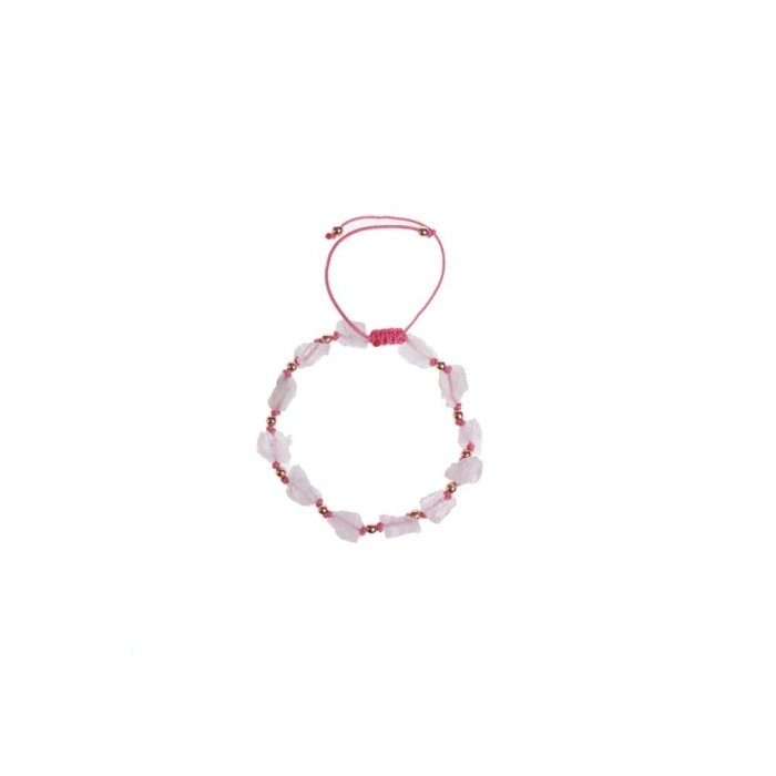 Sertifikalı Ham Pembe Kuvars Doğaltaş Bileklik