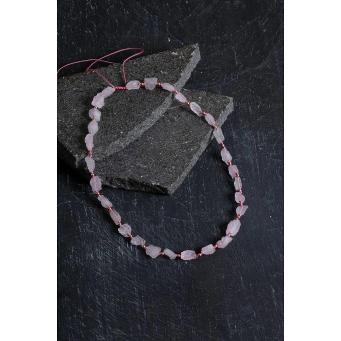 Sertifikalı Ham Pembe Kuvars Doğaltaş Kolye