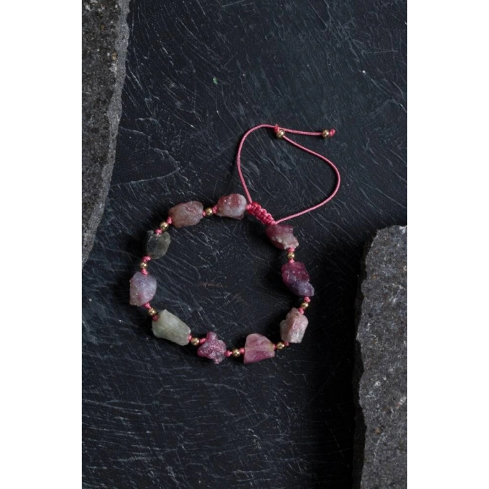 Sertifikalı Ham Turmalin Doğal Taş Ayarlanabilir Bileklik