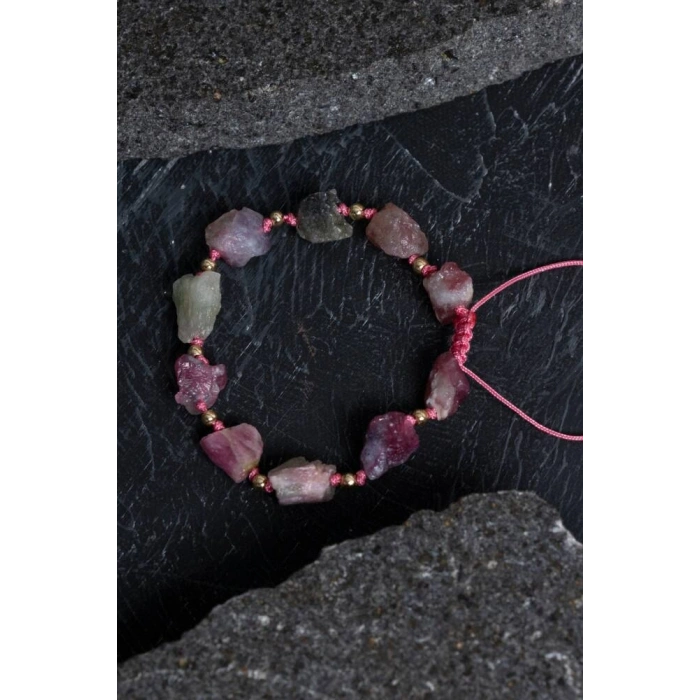 Sertifikalı Ham Turmalin Doğal Taş Ayarlanabilir Bileklik