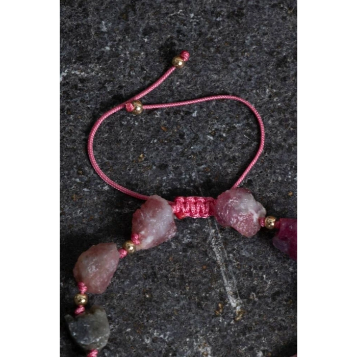 Sertifikalı Ham Turmalin Doğal Taş Ayarlanabilir Bileklik