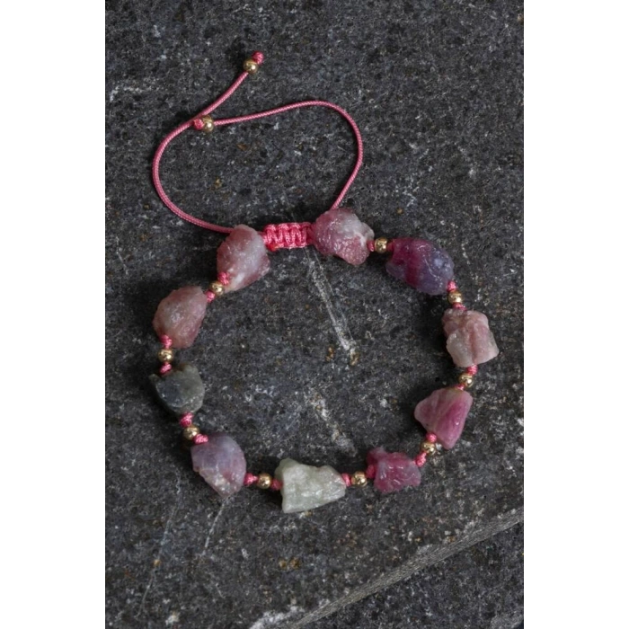 Sertifikalı Ham Turmalin Doğal Taş Ayarlanabilir Bileklik