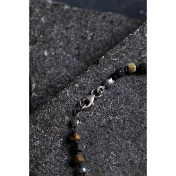 Sertifikalı Hematit-Afrika Furize (Turkuaz) Doğal Taş Bileklik Gümüş Aparatlı SK: 036