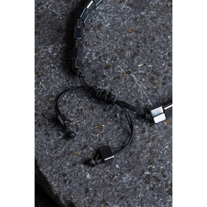 Sertifikalı Hematit Doğal Taş Makrome Bileklik (SK:153)