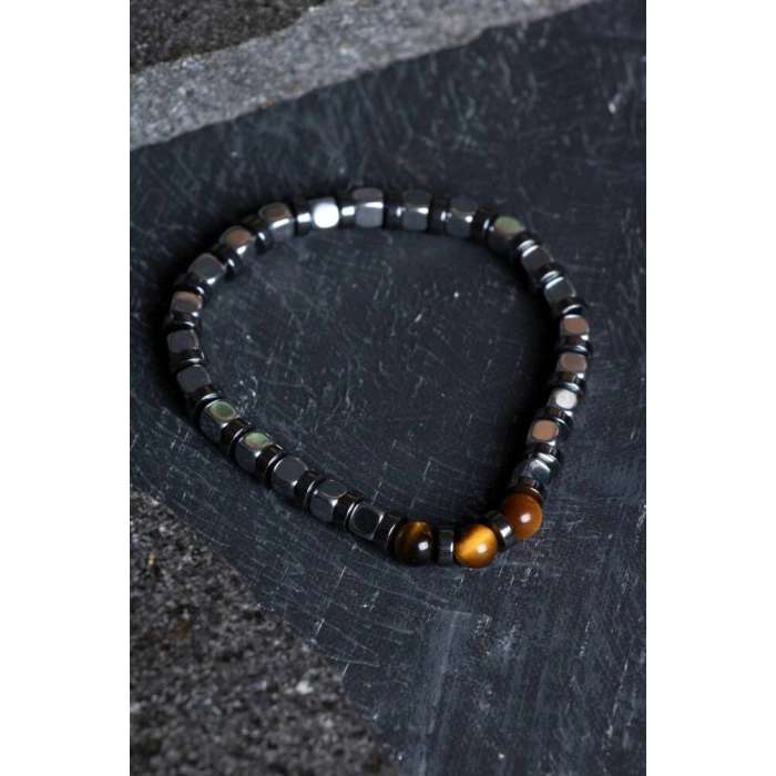 Sertifikalı Hematit, Kaplan Gözü Doğal Taş Bileklik (SK:186)