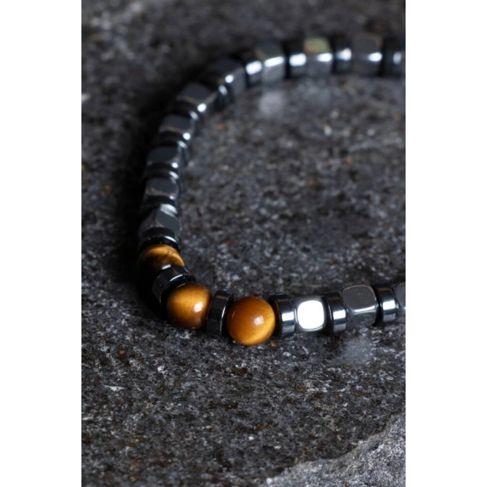 Sertifikalı Hematit, Kaplan Gözü Doğal Taş Bileklik (SK:186)