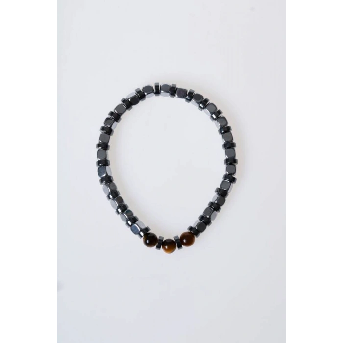 Sertifikalı Hematit, Kaplan Gözü Doğal Taş Bileklik (SK:186)