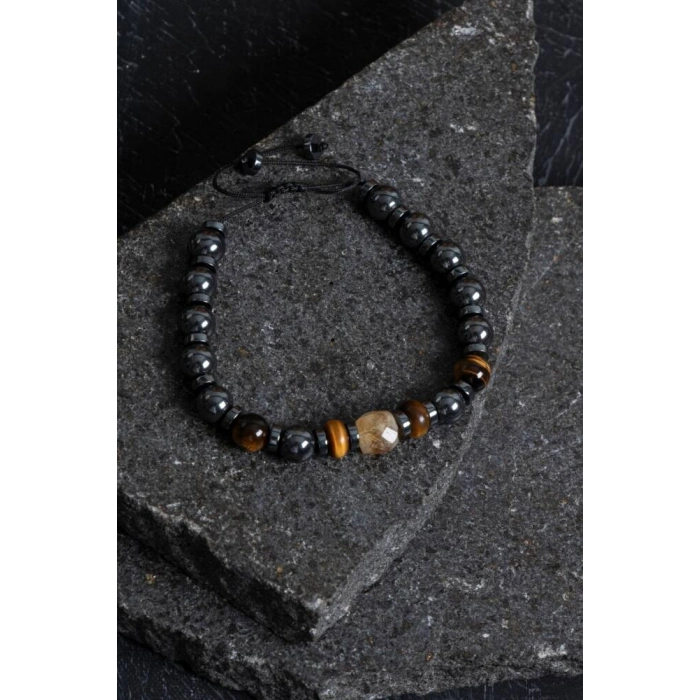 Sertifikalı Hematit Kaplan Gözü ve Sitrin Bileklik