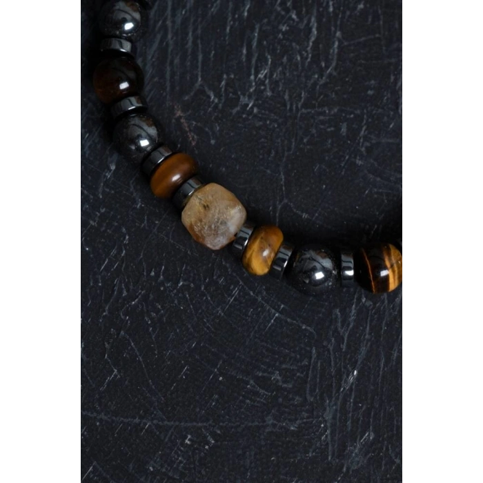 Sertifikalı Hematit Kaplan Gözü ve Sitrin Bileklik