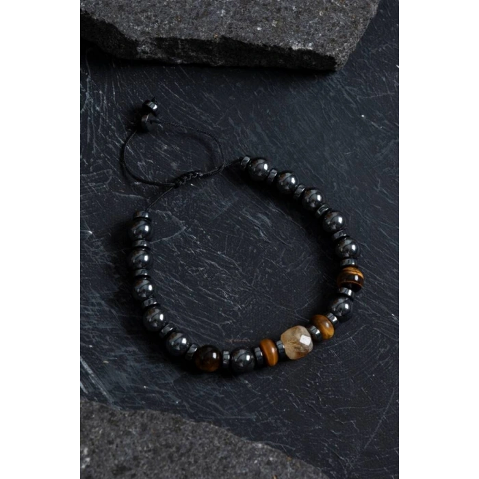 Sertifikalı Hematit Kaplan Gözü ve Sitrin Bileklik