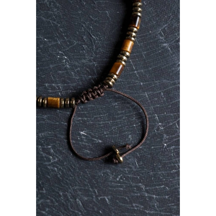 Sertifikalı Hematit, Kaplan Gözü ve Sitrin Doğal Taş Makrome Bileklik (SK:187)