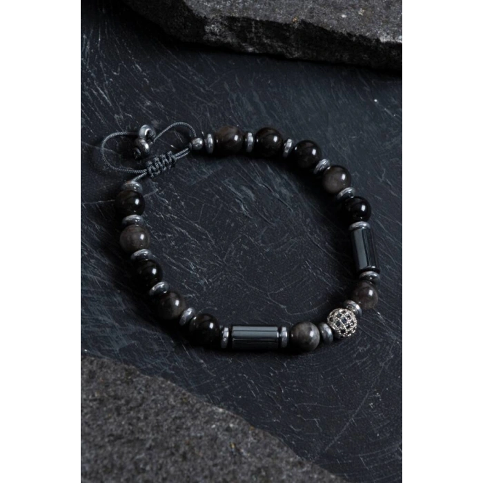 Sertifikalı Hematit ve Obsidyen Doğal Taş Bileklik