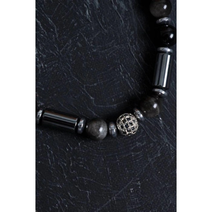 Sertifikalı Hematit ve Obsidyen Doğal Taş Bileklik