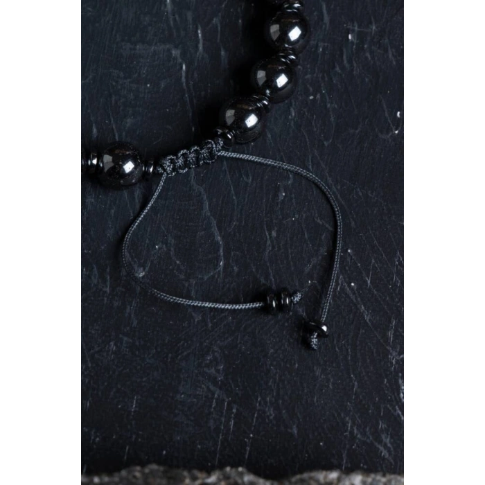 Sertifikalı Hematit Zirkon Aparatlı Doğal Taş Makrome Bileklik (SK:151)