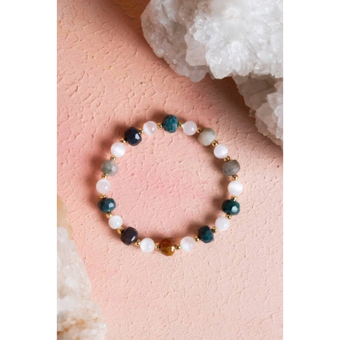 Sertifikalı Hint Akik, Selenit Doğal Taş Bileklik (SK:088)